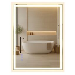 SONGMICS 50.7 x 70.7 cm Bathroom Mirror with LED Lights, Anti-Fog Function