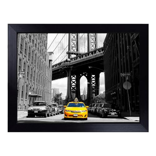 Lap Tray with Bean Bag Cushion, Yellow Taxi Cab New York City - Handmade in the UK, Raised Wooden Edge, Padded Cushion, Heat-Resistant Wipe-Clean Surface, for Meals, Laptops and Crafts