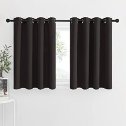 NICETOWN Thermal Blackout Kitchen Panels - Energy Efficient Grommet-Top Drapes for Small Window (Toffee Brown, 2 Pieces, W52 x L36 inches + 1.2 inches Header)