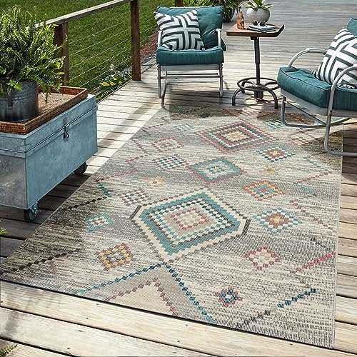 Mias Teppiche Bliss Robust Outdoor Rug, Modern Design, Weatherproof and UV-Resistant, for Balcony, Patio and Conservatory, but also Suitable for Kitchen or Dining Room, Cream, 120 cm Round