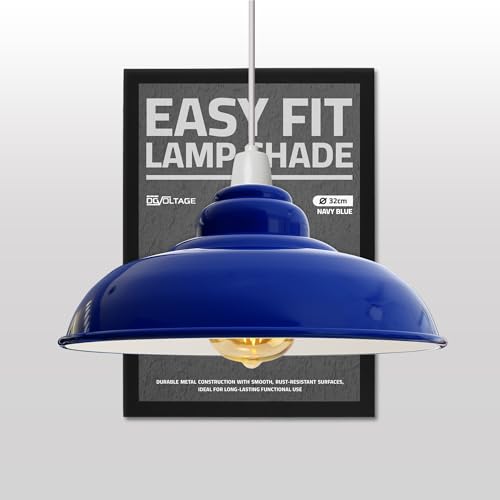 DCVOLTAGE Retro Ceiling Pendant Lamp Shade Navy Blue Metal 32 cm Width 13.5 cm Height Curved Shape Ideal for Living Room Bed Room Kitchen Office Balcony Restaurant Bar