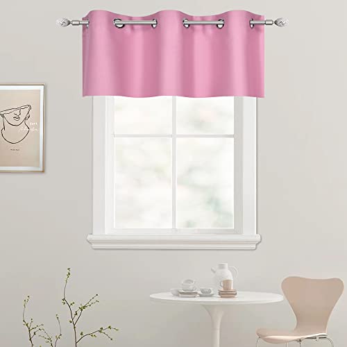 DECOVSUN Brush Pink Valance for Girls Bedroom Blackout Grommet Top Valance Window Treatment for Living Room Short Straight Drape Valance for Nursery Baby Girls Room 42X18 1 Panel