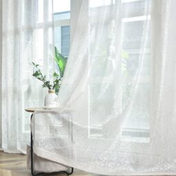 TERLYTEX Silver Taupe Curtains - 96 Inch Length, 2 Panels Metallic Sheer Curtains for Living Room, Rod Pocket, Light Filtering Privacy, Sparkle Drapes, 52 x 96 Inch, Taupe