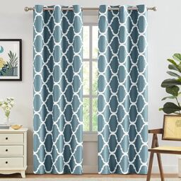 Melodieux Moroccan Fashion Thermal Insulated Room Darkening Blackout Grommet Curtains for Living Room, 42 by 96 Inch, Dusty Teal (2 Panels)