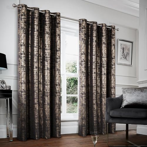 always4u Black Gold Soft Velvet Curtains 95 Inch Length Luxury Bedroom Curtains Gold Foil Print Window Treatments for Living Room Bedroom Set of 2