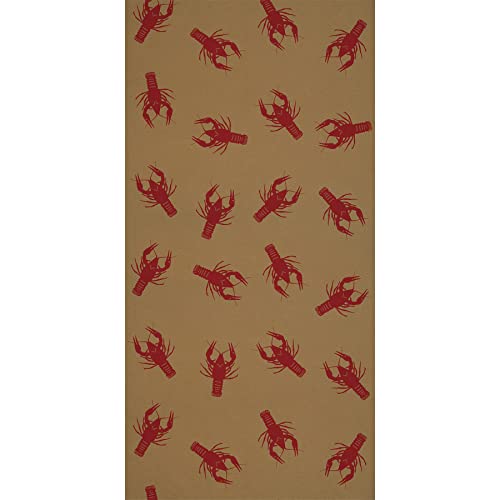 "Beistle 24"" x 50' New Orleans Theme Crawfish Print Kraft Paper Table Roll, Mardi Gras Party Supplies Tablecovers, Brown/Red"
