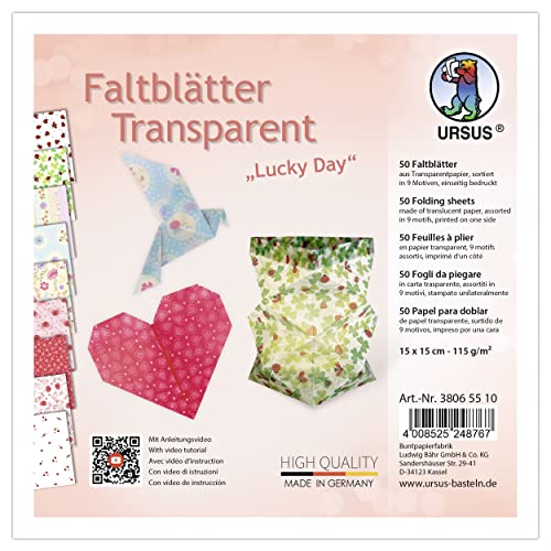 Ursus Lucky Day 38065510 Folding Sheets 115 g/m?? 50 Folding Sheets 15 x 15 cm Printed on One Side