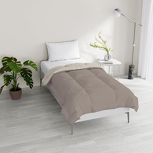 Italian Bed Linen Sogni e Capricci Two-Tone Padded Winter Duvet, Hazelnut/Beige, 200 x 200 cm