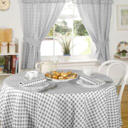 "Emma Barclay Molly Gingham Pencil Pleat Kitchen Curtains with Tie Backs Check Cafe Curtains for Kitchen Utility & Small Windows (Charcoal, W 46"" x L 42"" (2 Panels))"