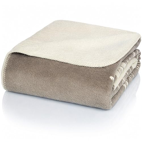 Glart J2F Cuddle Blanket Feather Design Grey - Soft Living Blanket made of Cotton-Polyacrylic Mix for Sofa and Bed