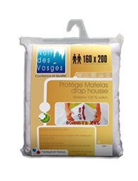 Night of the Vosges Aubin Protect Mattress Cover Absorbent Cotton Fitted Sheet 160 x 200 cm White