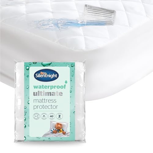 Silentnight Supersoft Waterproof Mattress Protector - Luxury Quilted Quiet Bed Mattress Pad Cover with Extra Deep Fitted Skirt and Waterproof Protection - Super King
