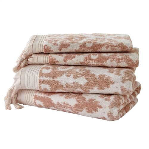 SKL Home Mirage Fringe 2 Bath, 2 Hand Towel Set, Blush