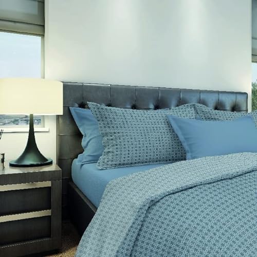 Homemania Carl Bedding-Single, Fitted Sheet, Pillowcase, Blue, Grey Cotton, 150 x 280 cm