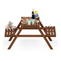 Furinno TIOMAN Outdoor Dining Set, Kids Picnic Bistro Set in Teak Oil, for Patio, Garden, Porch, Natural