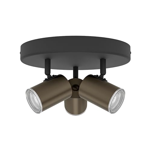 Eglo Ceiling Light Consuma 1, Round 3-Flame Spotlight, Bathroom lamp, Metal Black and Bronze, GU10 Socket, IP44
