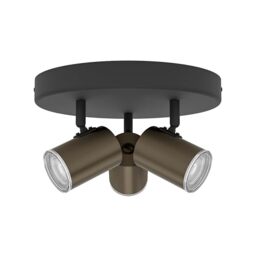 Eglo Ceiling Light Consuma 1, Round 3-Flame Spotlight, Bathroom lamp, Metal Black and Bronze, GU10 Socket, IP44