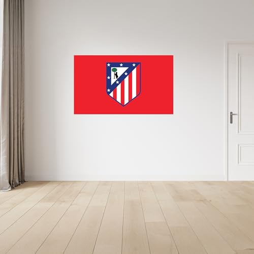 fan decor Atl??tico de Madrid Vinyl Wall Sticker - Medium (100cm (w) x 60cm (h) - Full Colour Crest on Brand Red
