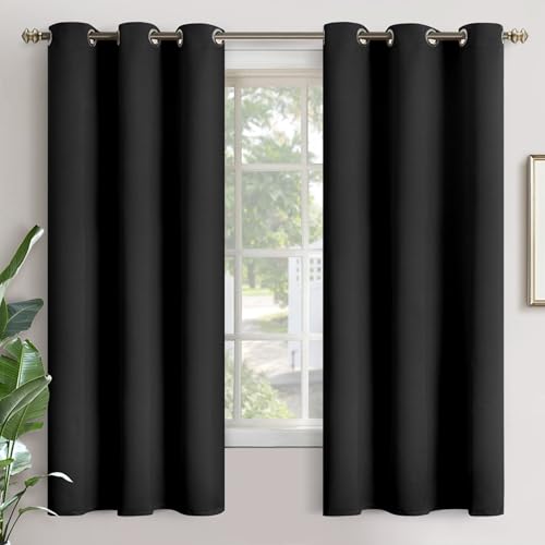 YoungsTex Blackout Curtains 68 Inches Length - Thermal Insulated with Grommet Room Darkening Window Drapes for Living Room Bedroom, 2 Panels, 42 x 68 Inch, Black