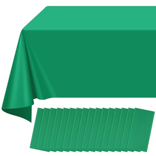 16 Pack Green Plastic Tablecloth for Rectangle Tables, Premium Decorative Green Disposable Table Cloths for Parties, Rectangle Party Table Cover for Birthday Anniversary Graduation Picnic, 54x108 Inch