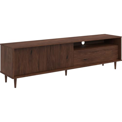 Jerzy Lowboard 180 cm TV Stand with 2 Doors and 1 Flap in Brown, 38 x 180 x 50 cm (D x W x H)