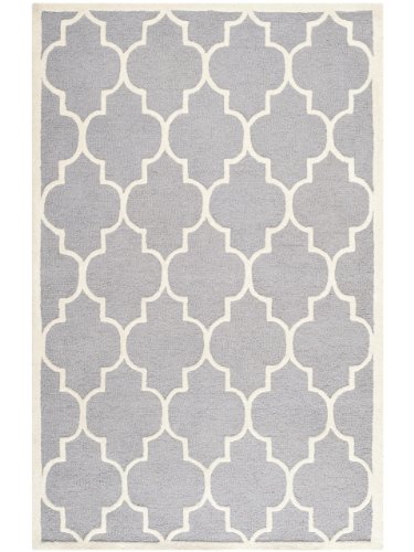 Safavieh Trellis Indoor Hand Tufted Runner Area Rug, Cambridge Collection, CAM134, in Silver / Ivory, 76 X 244 cm for Living Room, Bedroom or Any Indoor Space