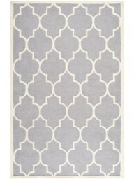 Safavieh Trellis Indoor Hand Tufted Runner Area Rug, Cambridge Collection, CAM134, in Silver / Ivory, 76 X 244 cm for Living Room, Bedroom or Any Indoor Space