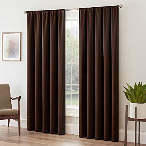 "Eclipse Tricia Modern Room Darkening Thermal Rod Pocket Window Curtain for Bedroom (1 Panel), 52"" x 95"", Espresso"