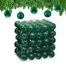 Relaxdays Christmas Baubles, Set of 100, Festive Tree Ornaments, D: 6 cm, Holiday Decorations, Shiny & Matte, Dark Green