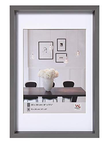 walther design Picture Frame Steel 15 x 20 cm with PassepArtout, Steel Style Plastic Frame ES520D