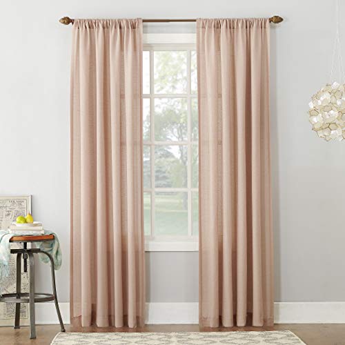 "No. 918 Amalfi Linen Blend Textured Semi-Sheer Rod Pocket Curtain Panel, 54"" x 84"", Blush Pink"