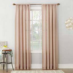 "No. 918 Amalfi Linen Blend Textured Semi-Sheer Rod Pocket Curtain Panel, 54"" x 84"", Blush Pink"