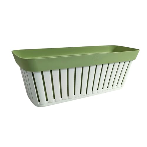 Ecoplast Kreta Balcony 40 cm, Plastic Outer, Balcony Planter, Terracotta & White, 50 cm