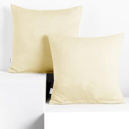 DecoKing 2 Pillowcases 40 x 40 cm Jersey Cotton Zip Cream Amber