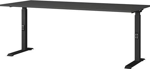 Germania Desk 7912-547, in graphite, medium height adjustable, 180 x 91 x 80 cm (WxHxD)