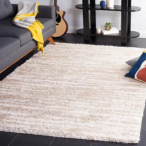 Safavieh Lindsay Collection Shaggy Rug for Living Room Dining Room Bedroom Short Pile Beige 4ft x 72in