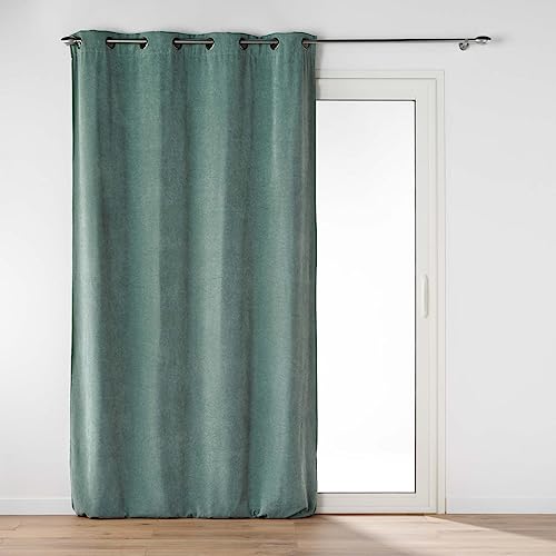 Douceur d'Intérieur, Novana Curtain with Eyelets 135 x 260 cm Sage Velvet Plain