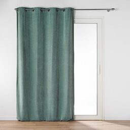 Douceur d'Intérieur, Novana Curtain with Eyelets 135 x 260 cm Sage Velvet Plain