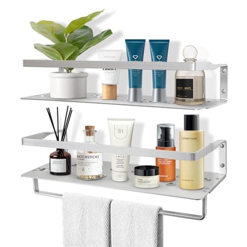 Uten 2PCS Floating Shelves Space Aluminum Wall Mounted, Hanging Wall Shelf - for Bedroom, Kitchen, Bathroom, Living Room, Home Office, Storage Organiser