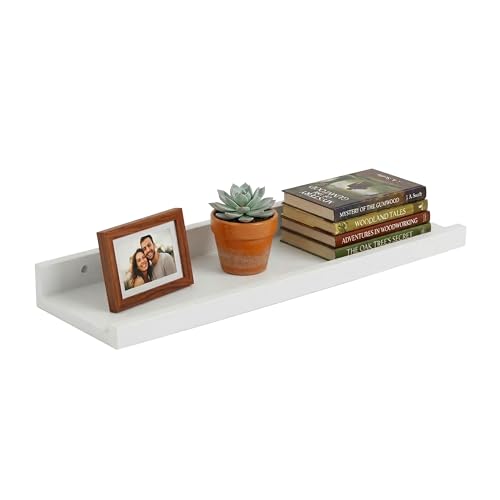 Relaxdays wall shelf, walnut, floating picture shelf for frames & décor, picture rail, sizes & colours