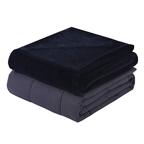 Dream Lab Plush 15lb Weighted Blanket with Removable & Washable Cover, Charcoal