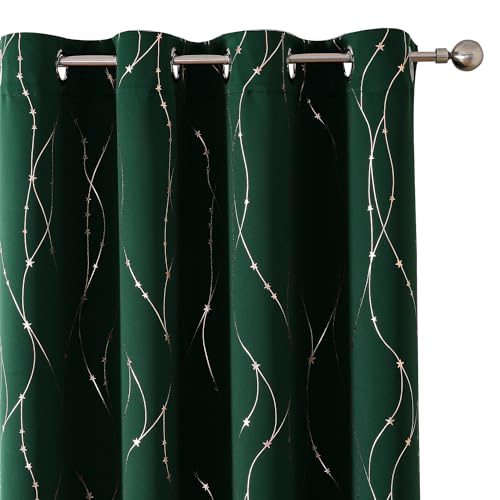 SMILE WEAVER Green Christmas Blackout Curtains for Living Room 84 Inch Long 2 Panels,Room Darkening Curtain-Printed Design Light Blocking Thermal Insulated Window Drapes for Bedroom