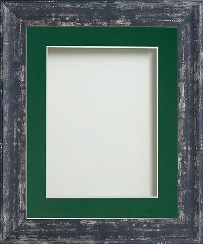 Frame Company Lynton Coal Photo Frame with Bottle Green Mount, 16x12 for 14x10 inch, fitted with perspex