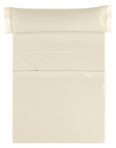 ESTELA Lisos Biés Cala Bed Sheet Set, 3 Pieces, Cream, Cotton, 100/110 Bed (Double)