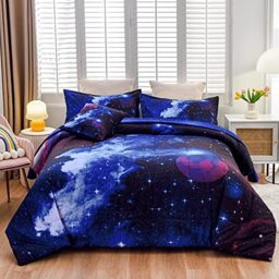 A Nice Night Galaxy 6Pcs Bedding Sets Outer Space Comforter Bed in