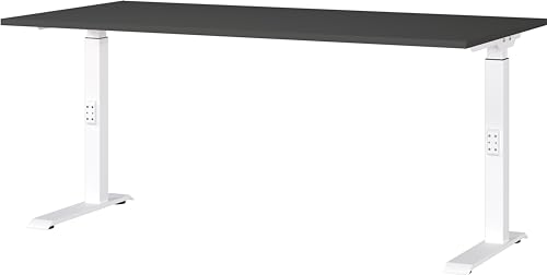 Germania Desk 7911-569, in graphite/white, medium height setting, 160 x 91 x 80 cm (WxHxD)