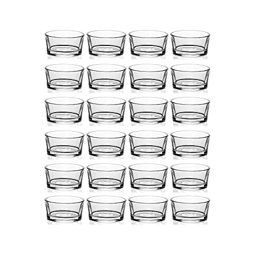 Set of 24 Clear Glass Tealight Candle Holders, 4.5cm x 2.5cm with Luxurious Look