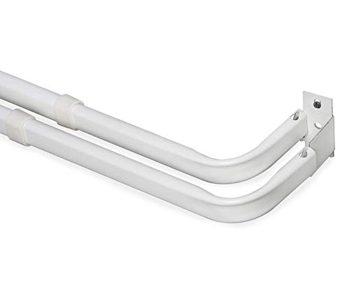 "Luxury Home Fashion Durable Double Standard White Adjustable Curtain Rod Hardware Included (24""-48"")"