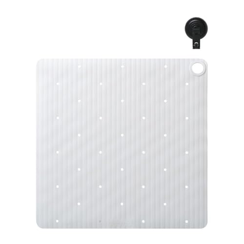 Sealskin Ribb Non-Slip Shower Mat 55 x 55 cm White with Black Hook