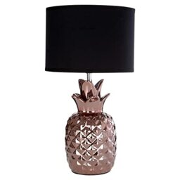 Premier Housewares Pineapple Copper Ceramic Lamp Black Modern Table Lamp Unique Shape Lamps For Living Room Bedroom Office Desks And Hallways 23 x 23 x 40